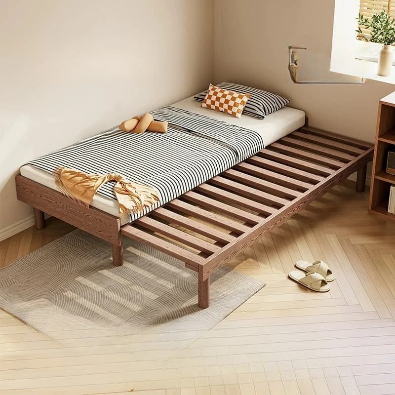 PYH telescopic bed solid wood small apartment temporary second study log suitable for small room pull-out bed