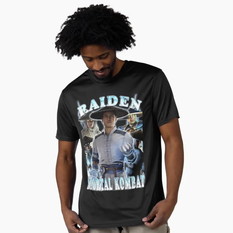 Vintage 90's Mortal Kombat 1 Raiden MK Gift tee for gamer 100% cotton printed Men's Short Sleeve Graphic T-Shirt All size tops
