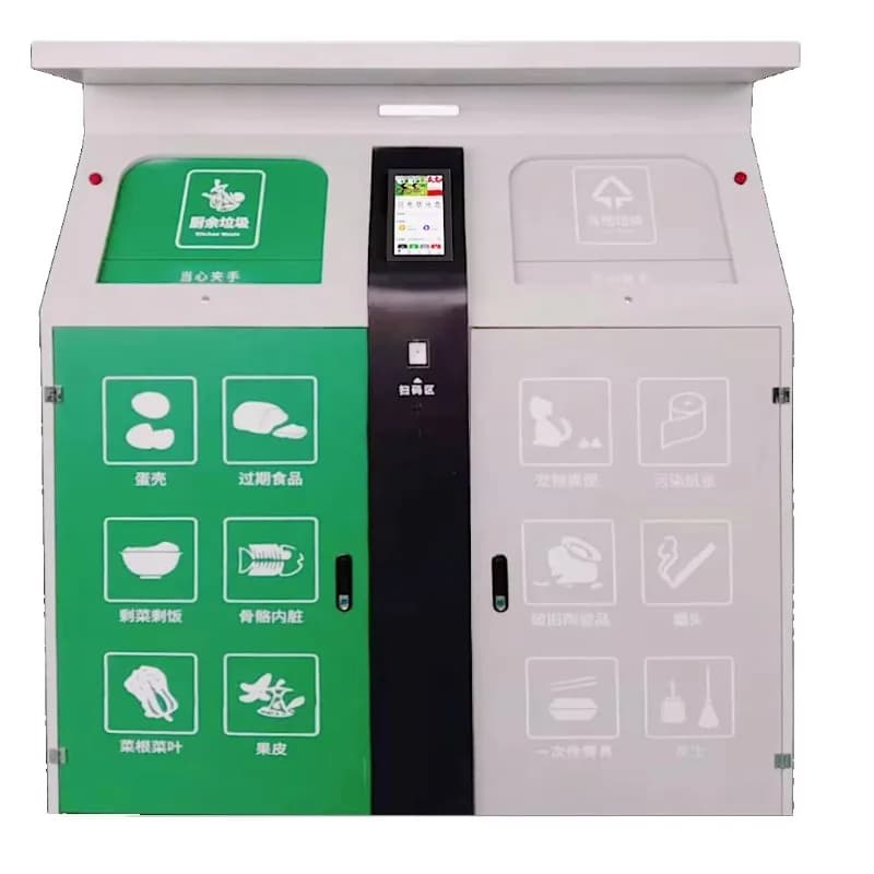 2 Compartments Metal Outdoor Environmental Protection Trash Can  City Rubbish Bin Intelligent Sensor Opening  Garbage Bin