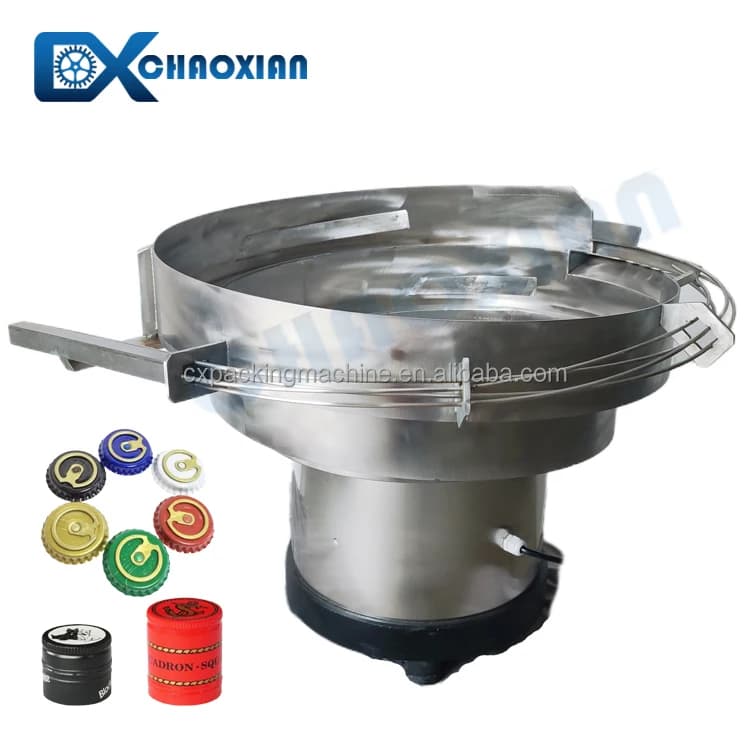 Guangzhou CX Automatic Bottle Cover Sorter Machine Vibrating Bowl Caps Feeder for Automatic Capping Machine