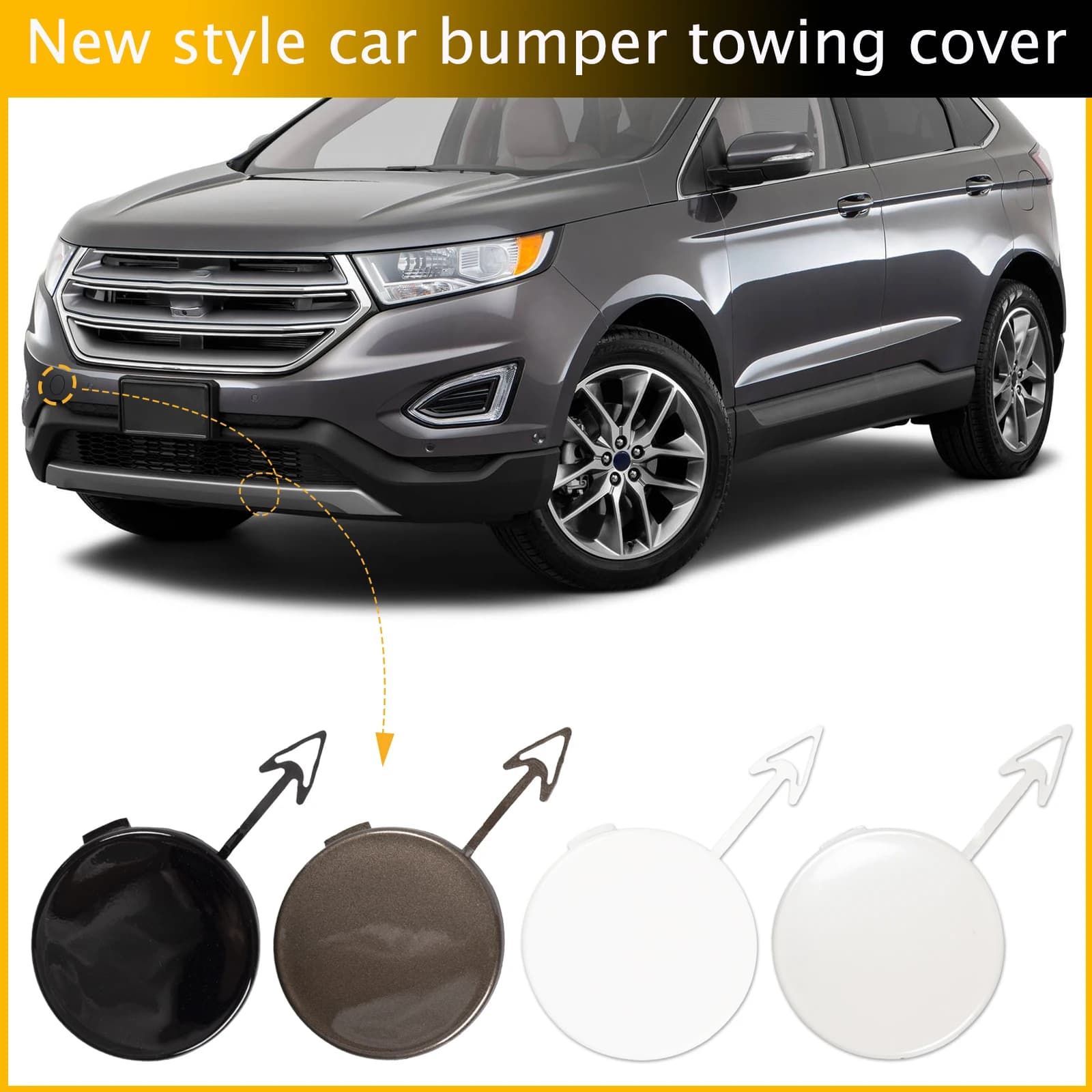 Front Bumper Tow Hook Cap Towing Eye Cover For FORD EDGE 2015-2018 Car Accessories
