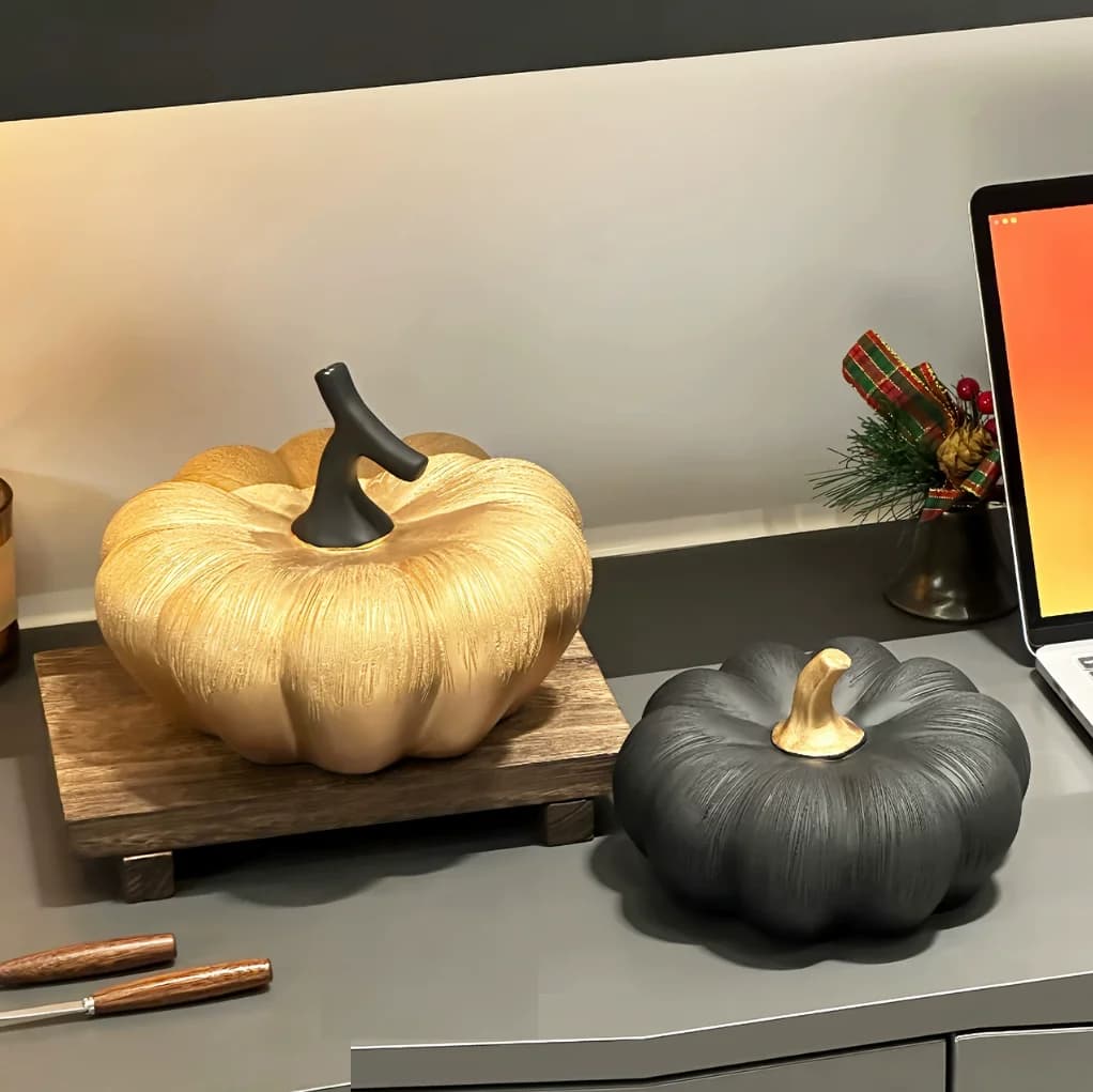 Ceramic Handicraft Cartoon Pumpkin Golden Pumpkin Artificial Vegetable Halloween Decorations Ceramic Ornament Home Accessories 2