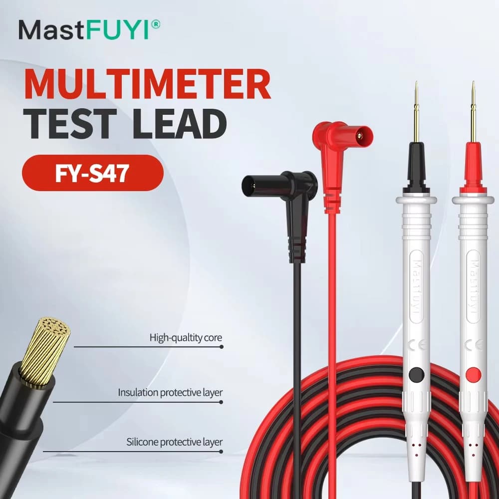MASTFUYI Universal Multimeter Test Gold Plated Needle Tip Soft Silicone Wire Body Leads Probes Kit 1000V 20A