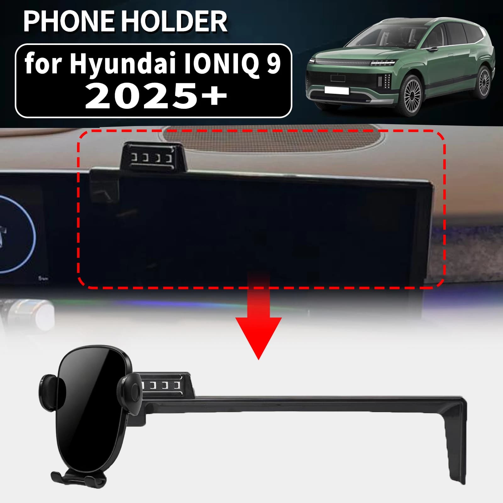for Hyundai IONIQ 9 2025 2026 2027 Vehicle-Specific Phone Holder Mount Car GPS Stand Easy Fix Auto Accessories