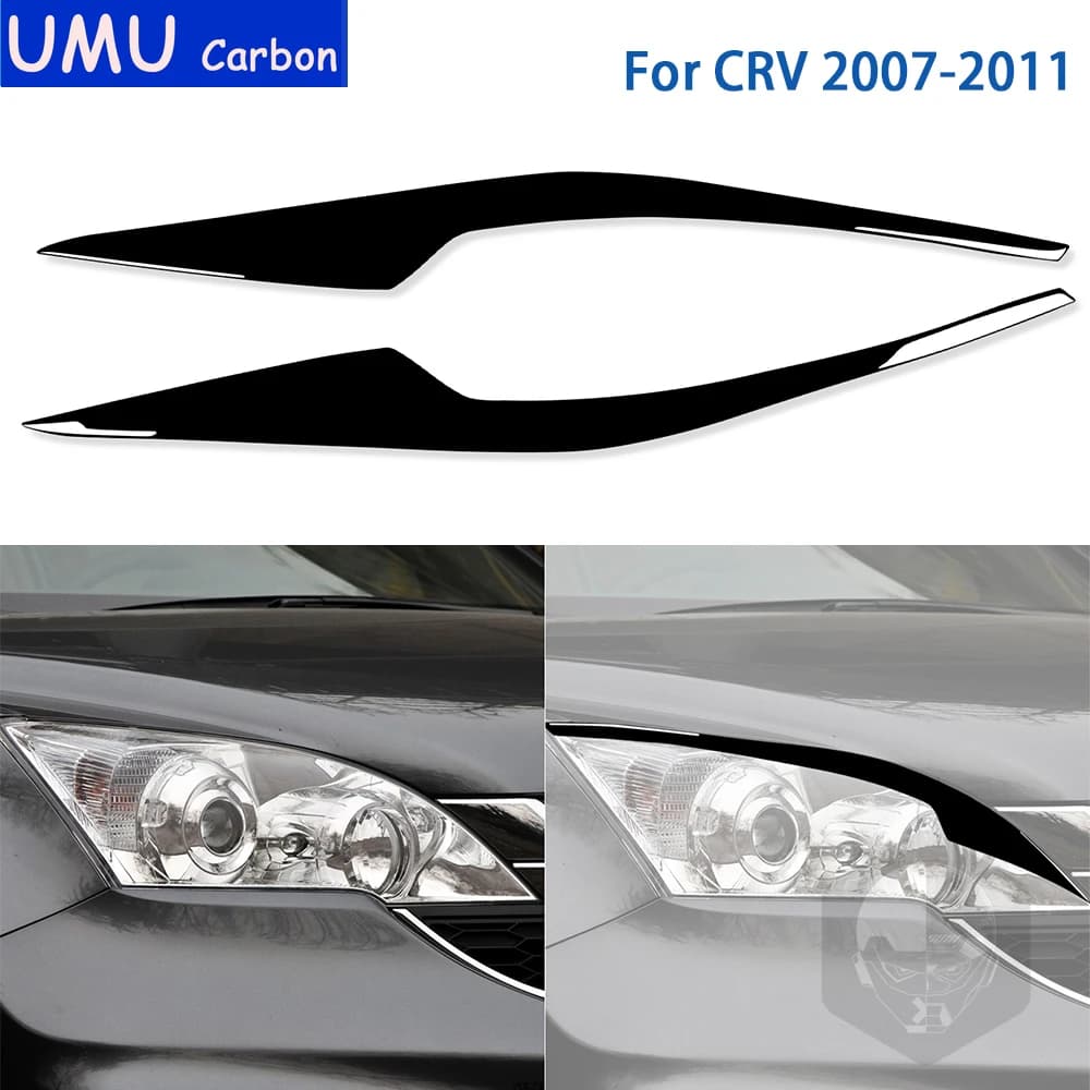 For Honda CRV 2007 2008 2009 2010 2011 Car Accessories Black Plastic Exterior Headlight Eyebrow Trim Sticker Decoration