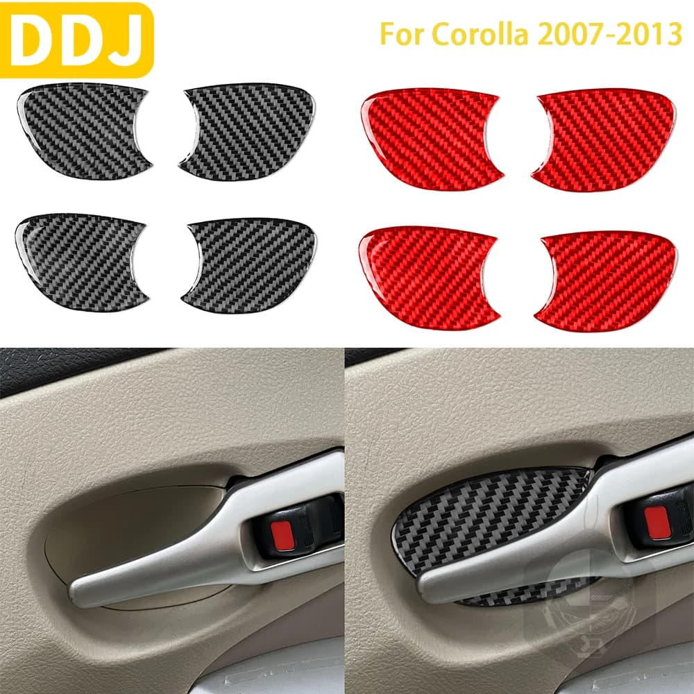 For Toyota Corolla 2007 2008 2009 2010 2011 2012 2013 Accessories Carbon Fiber Interior Inner Door Handle Cover Trim Sticker