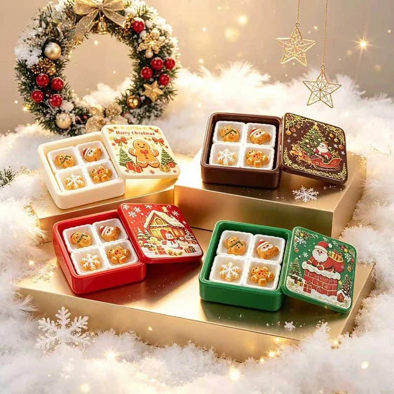 Cute Christmas Gingerbread Biscuit Gift Box Series 3D Resin Cabochon DIY for Keychain Earrings Dollhouse Accessories