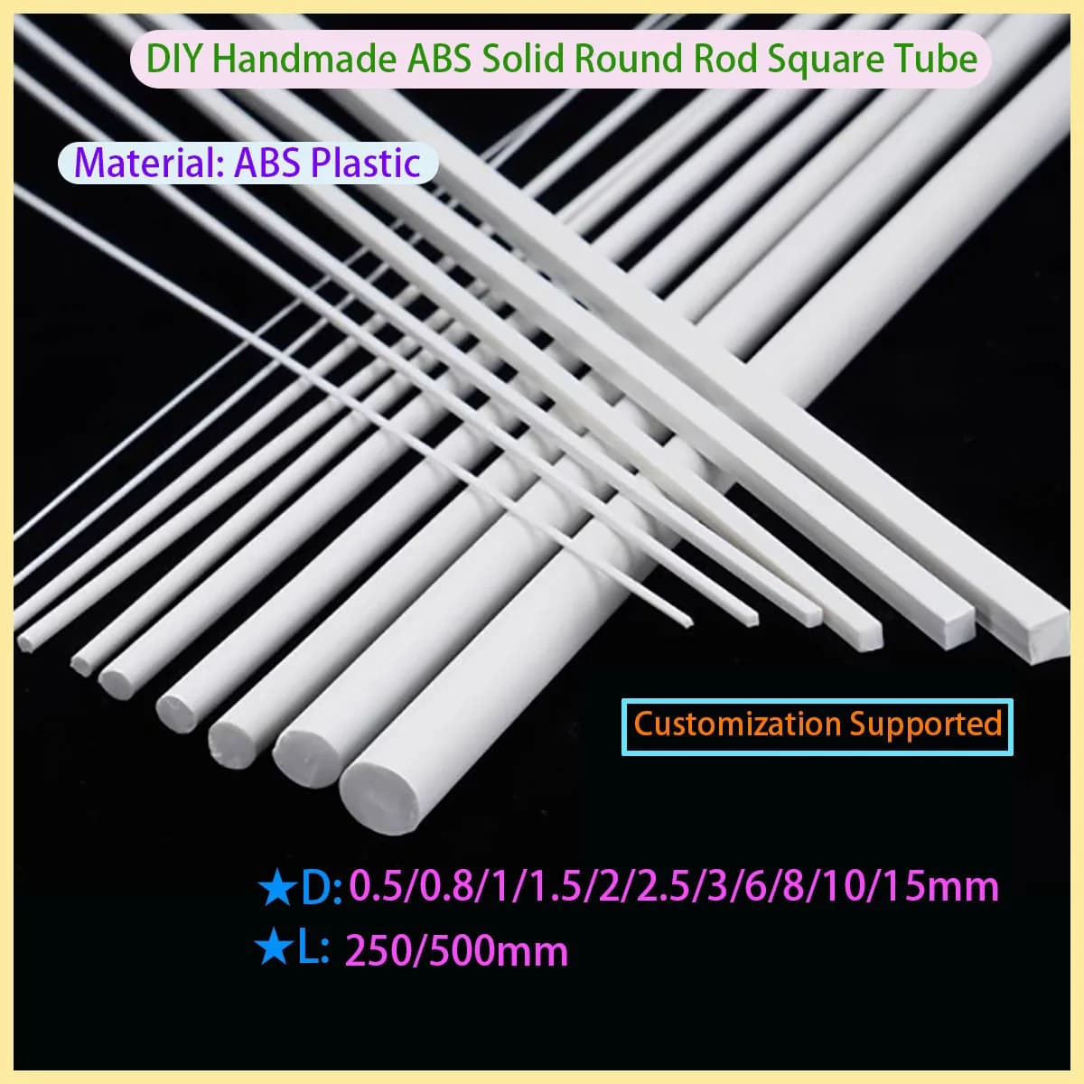 DIY ABS White Round/square Plastic Rod for Building Model Making Materials and Accessories