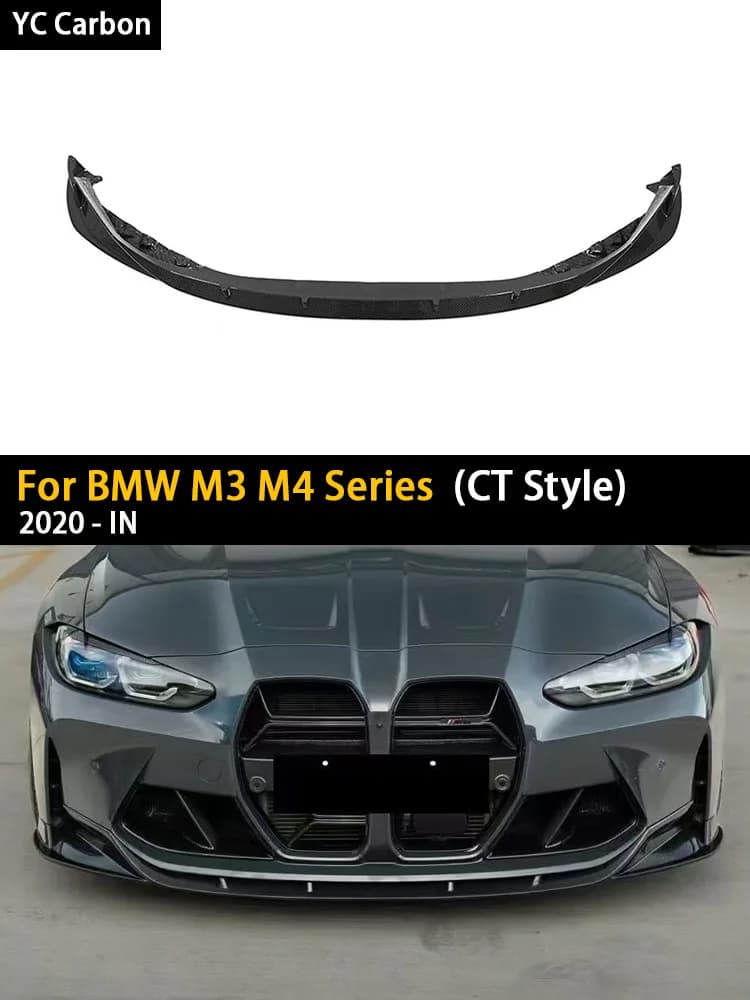 Real Dry Carbon Fiber CT Style Front Bumper Lip for BMW G80 G81 M3 G82 G83 M4 2020+ Chin Splitter Spoiler Front Scoop Diffuser