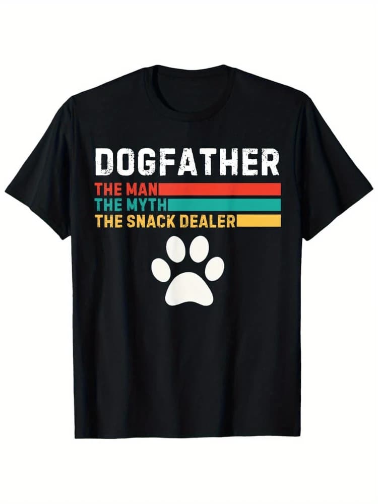 Dogfather Vintage Graphic  - "The Myth the Snack Dealer" Slogan pattern -100% cotton  short-sleeved men's printed T-shirt.