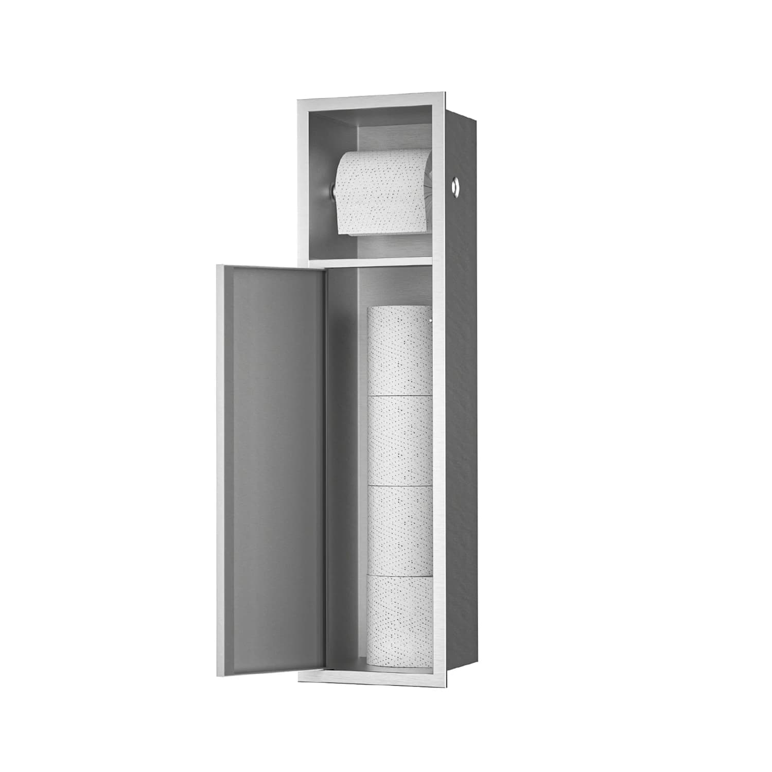 Bathroom Concealed 304 Stainless Steel Modern Multi-functional Recessed Toilet Paper Holder Brush Holder Anti-rust