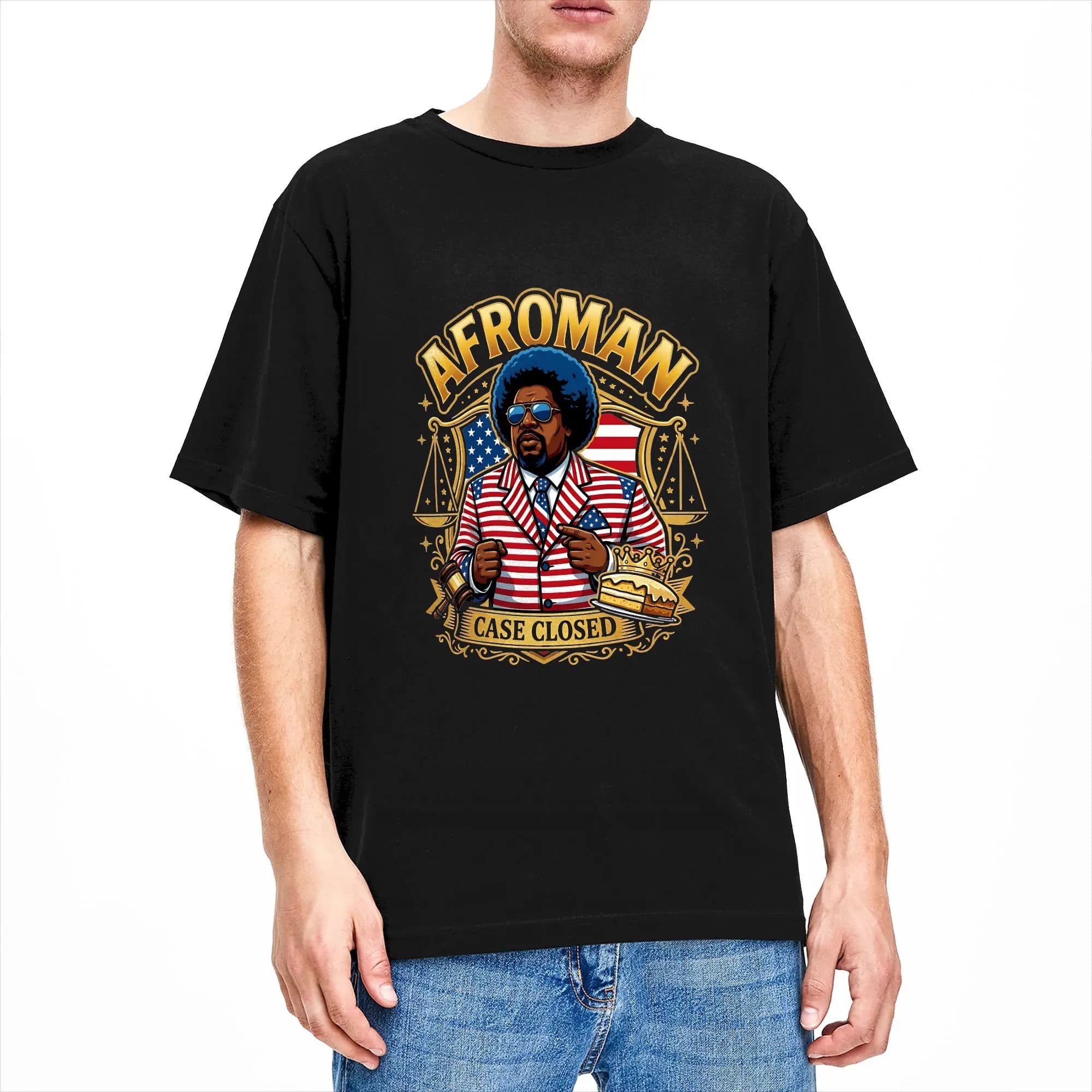 Amazing Afroman Funny Case Closed T-Shirt for Men Crew Neck Pure Cotton T Shirts  Short Sleeve Tees Plus Size Clothes