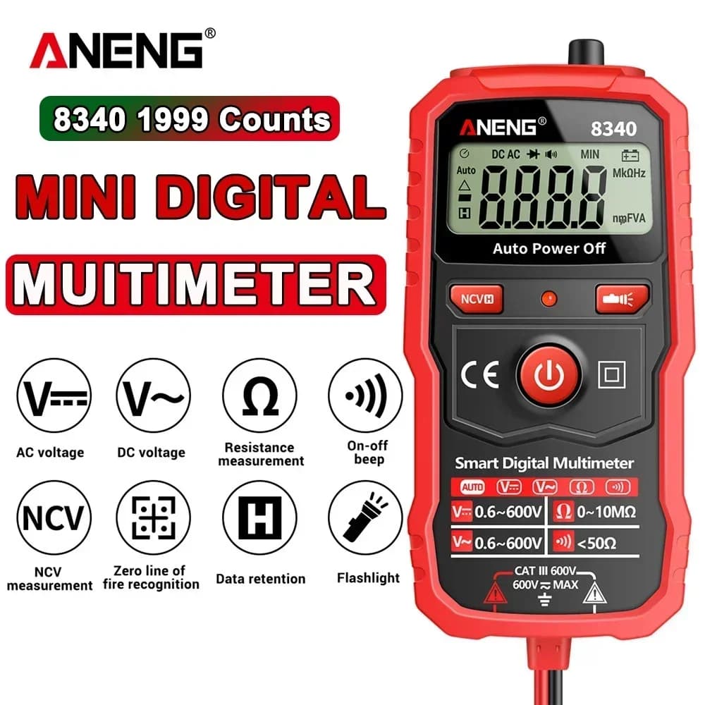 ANENG 8340 Digital Multimeter 1999 Counts Intelligent  AC/DC Voltage Voltmeter Ohm Meter Resistance NCV Tester Tools