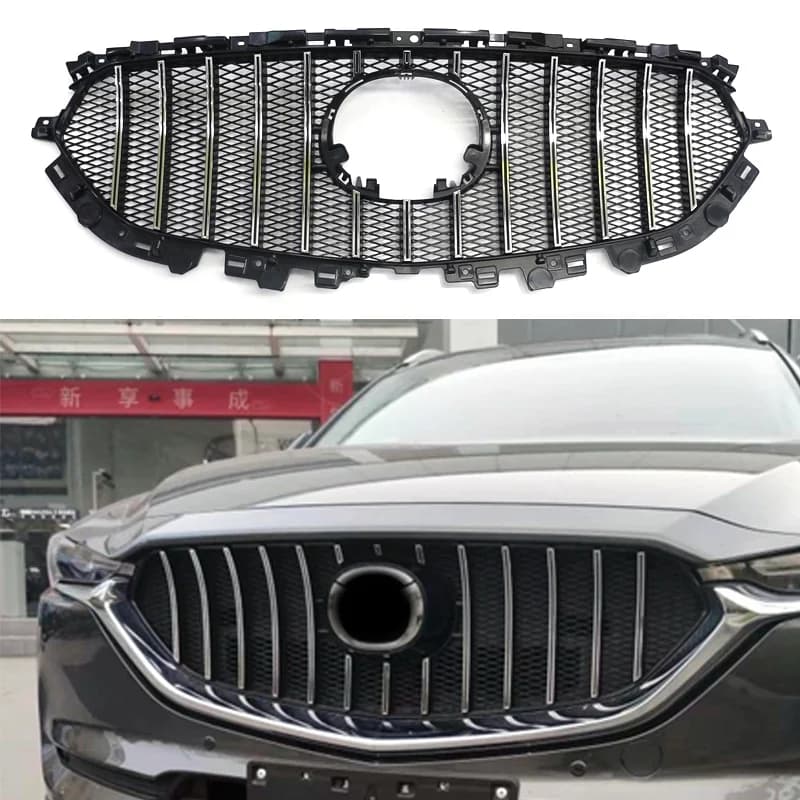 DECHO Front Bumper Grill Mask Radiator Grille Medium net For MAZDA CX-5 CX5 2017 2018 2019 2020 Racing Grills AUTO GRILLE ABS