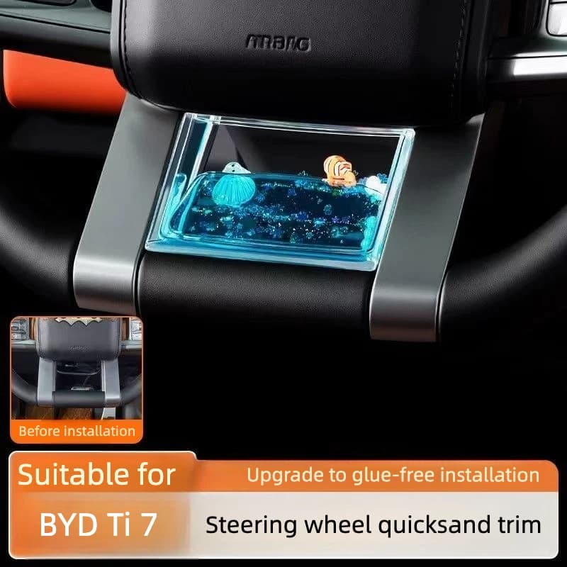 For BYD Ti 7 Steering Wheel Decoration Accessories Dynamic Fluid 3D Embedded Panda Decoration Accessories