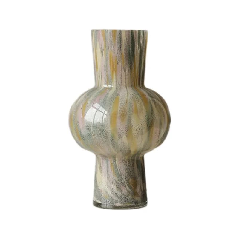 High-end glass vase medieval ornament flower arrangement retro design niche creative large-diameter creative flower device