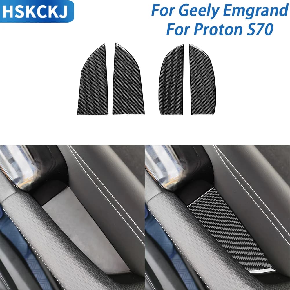 For Geely Emgrand 4th 22—25 For Porton S70 21—24 Carbon Fiber Sticker Car Door Armrest Storage Pad Cover Trim Accessories