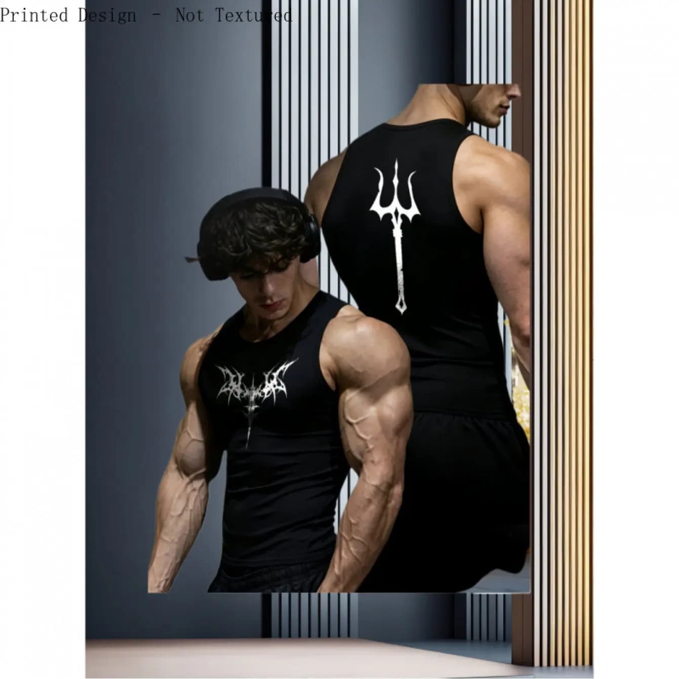 Harbor letter printed contrasting striped sleeveless men's vest spring summer breathable fitness leisure  t-shirts and tank tops