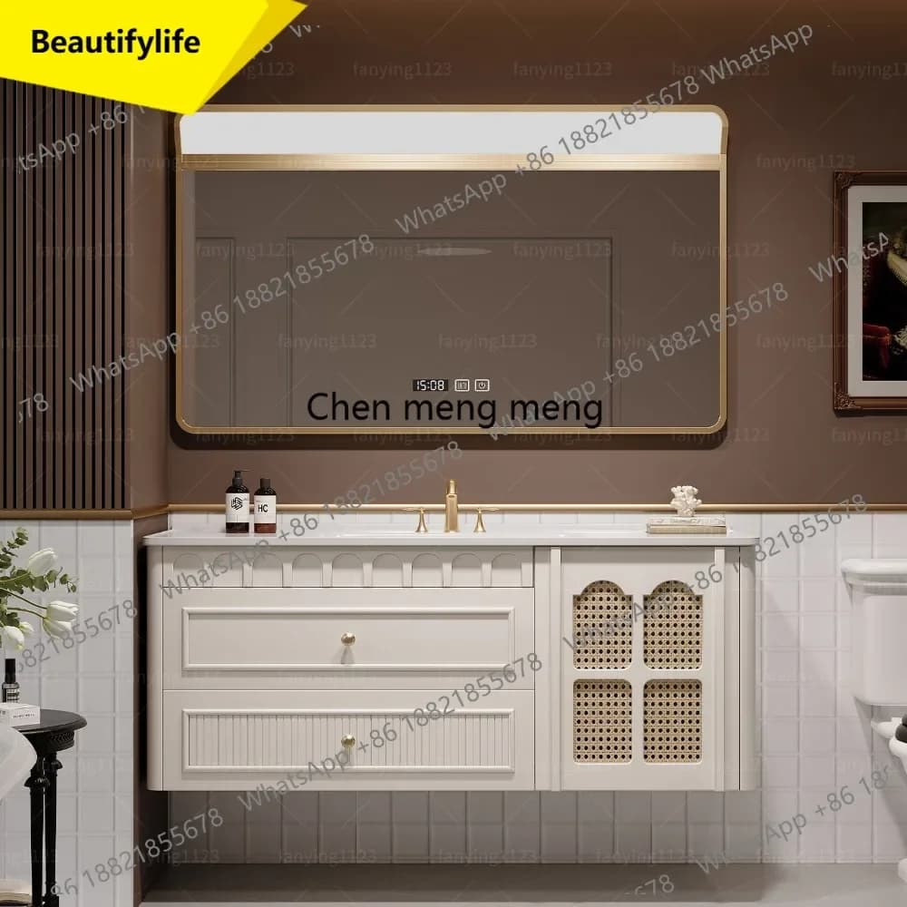 6239  French oak bathroom cabinet ceramic integrated basin washbasin cabinet combination washbasin in the ancient style