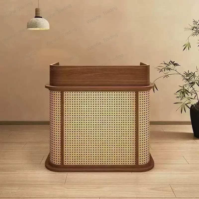 Front desk Light luxury high-end hotel Catering restaurant checkout page Rattan counter
