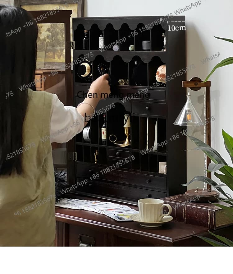 Display cabinet Desktop transparent acrylic dustproof solid wood blind box display cabinet
