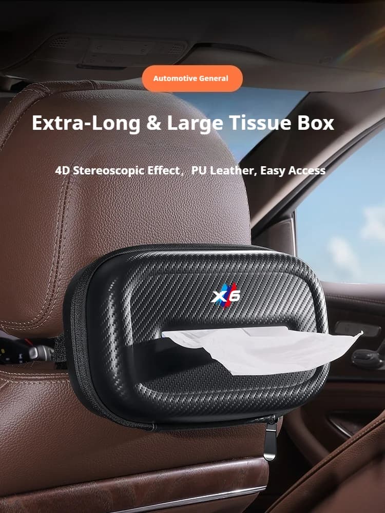 Car 3D stereoscopic Extra-Long & Large tissue box seat backrest Sunshade panel tissue box For BMW X6 Auto Accessories