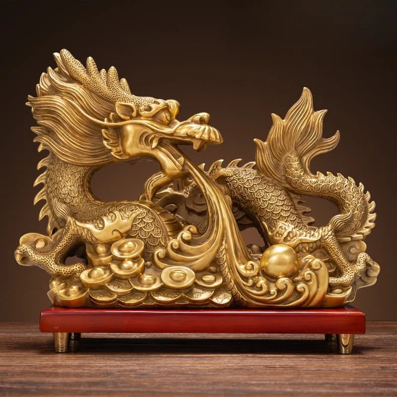 Pure copper lucky dragon ornament Xianglong Qinglong high-end atmosphere living room office