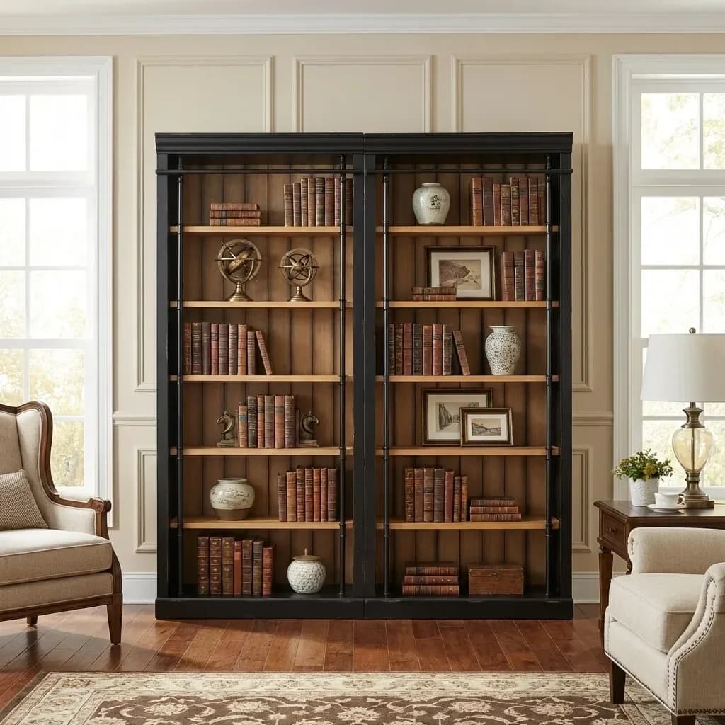 American Solid Wood Bookcase Floor Corner Combination Log Shelf Decorative Cabinet
