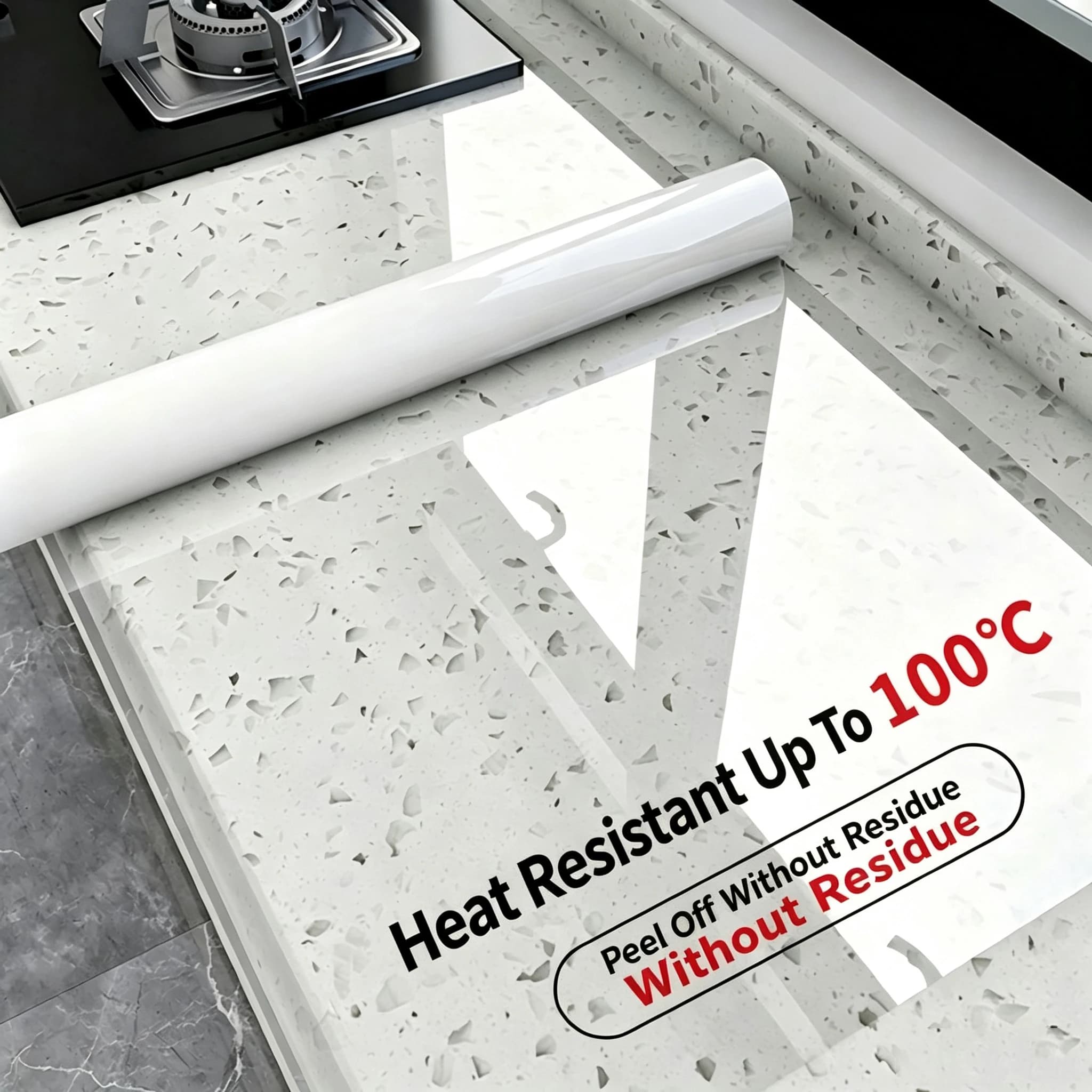 PET Extra Thick Kitchen Countertop Protective Film Stove Marble Table Special Film High Temperature Resistant Oil Proof Sticker