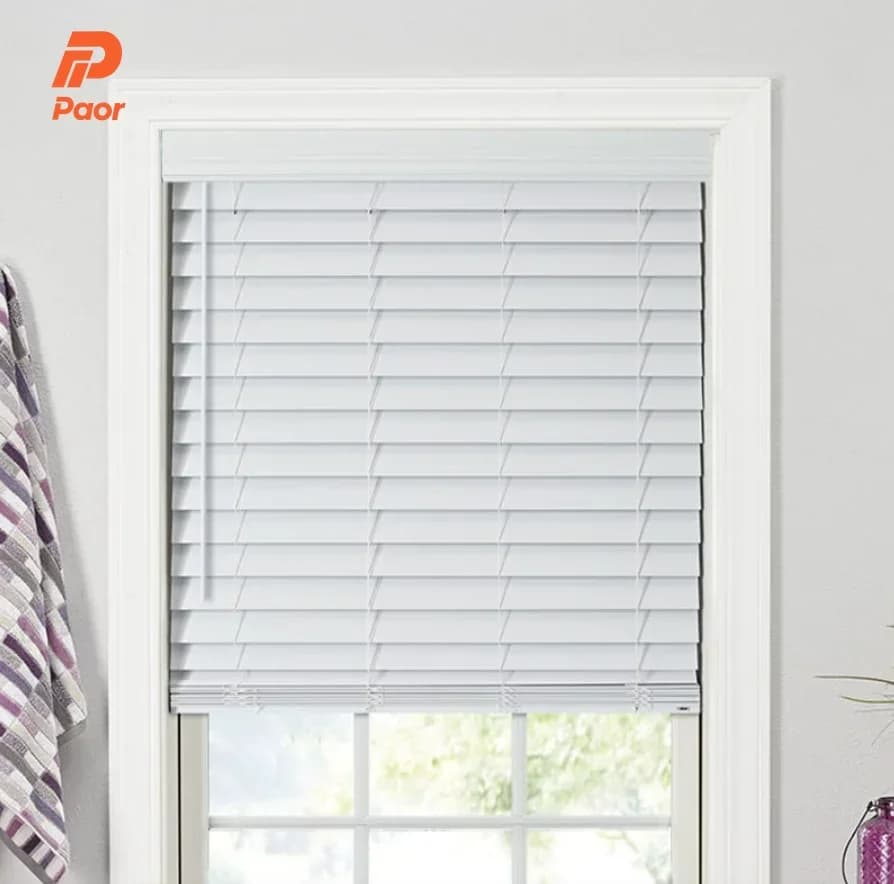 Customized Cordless 2 Inch Fauxwood Pvc Venetian Windows Blinds 50mm Faux Wood Blinds Polystyrene PS Ventian Blinds