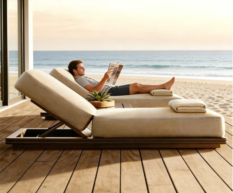 @3 # Luxury Portable Aluminum Outdoor Sun Lounger Chaise Lounge Modern Design For Courtyard & Patio Use