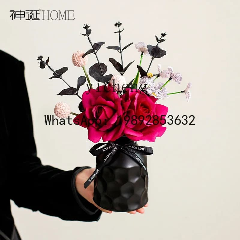 C1 French retro bouquet living room vase simulation light luxury high-end fake flower decorative ornament fairy garden