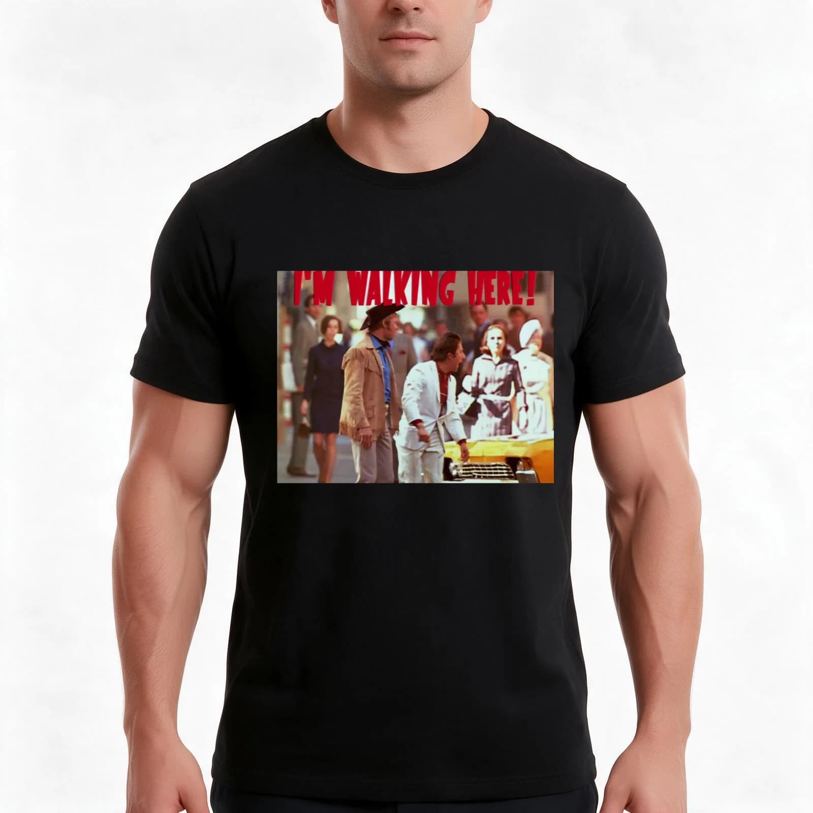 I'm Walking Here! T-Shirt, Summer Casual Cotton Tee, Oversized Streetwear Tops, Vintage Graphic Print, Loose Fit Short Sleeve