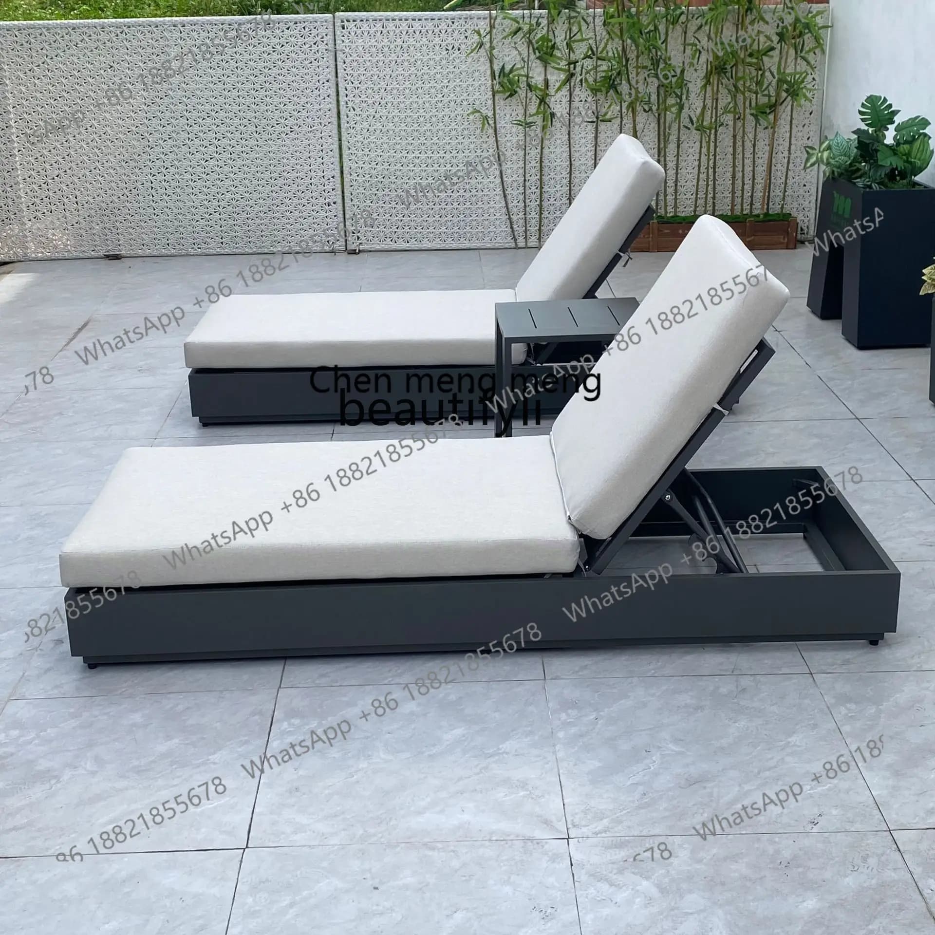 E153 Outdoor Reclining Bed Courtyard Villa Garden Terrace Leisure Recliner Hotel Outdoor Leisure Beach Chair