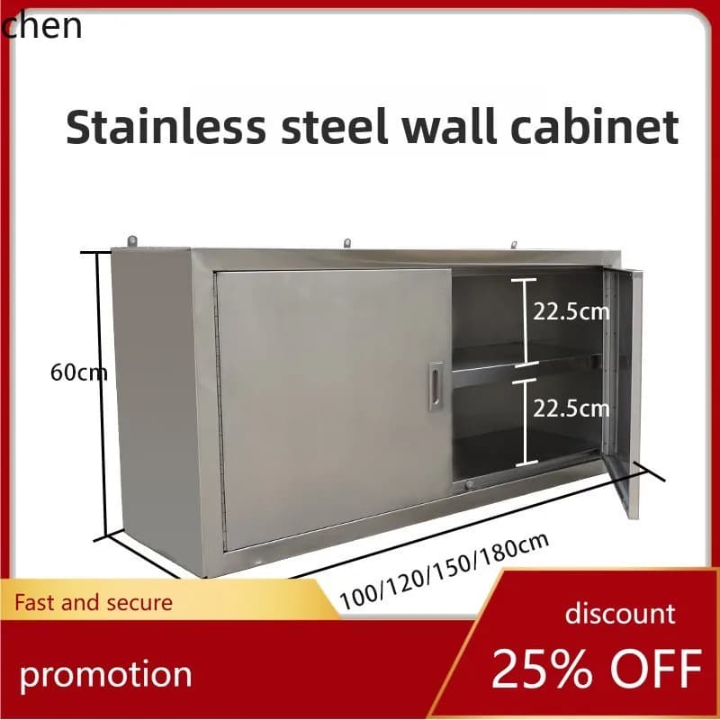 HT Stainless Steel Wall-Mounted Hanging Cabinet Kitchen Wall Balcony Cabinet Dining Room Bowl Cabinet Storage