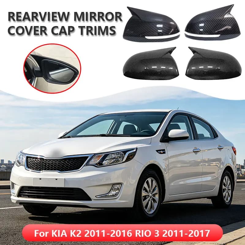 For KIA K2 2011-2016 RIO 3 2011-2017 Car Rearview Side Mirror Cover Sticker Wing Cap Exterior Door Case Trim Carbon Fiber Look