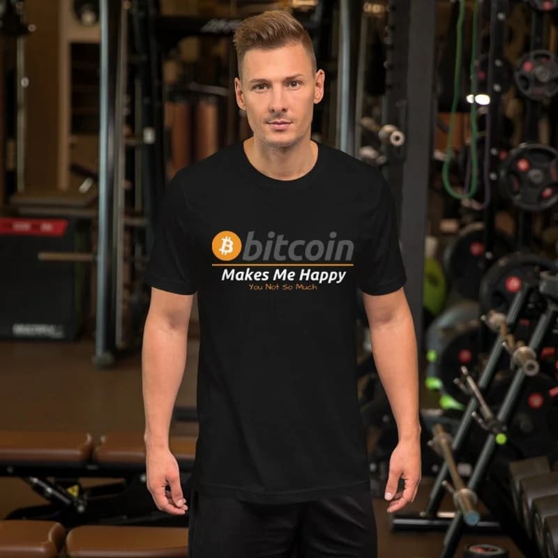 Crypto Makes Me Happy Gift t shirt for Crypto Traders BTC Fan Bitcoin Symbol tee 100% cotton print Graphic clothesAll size tops