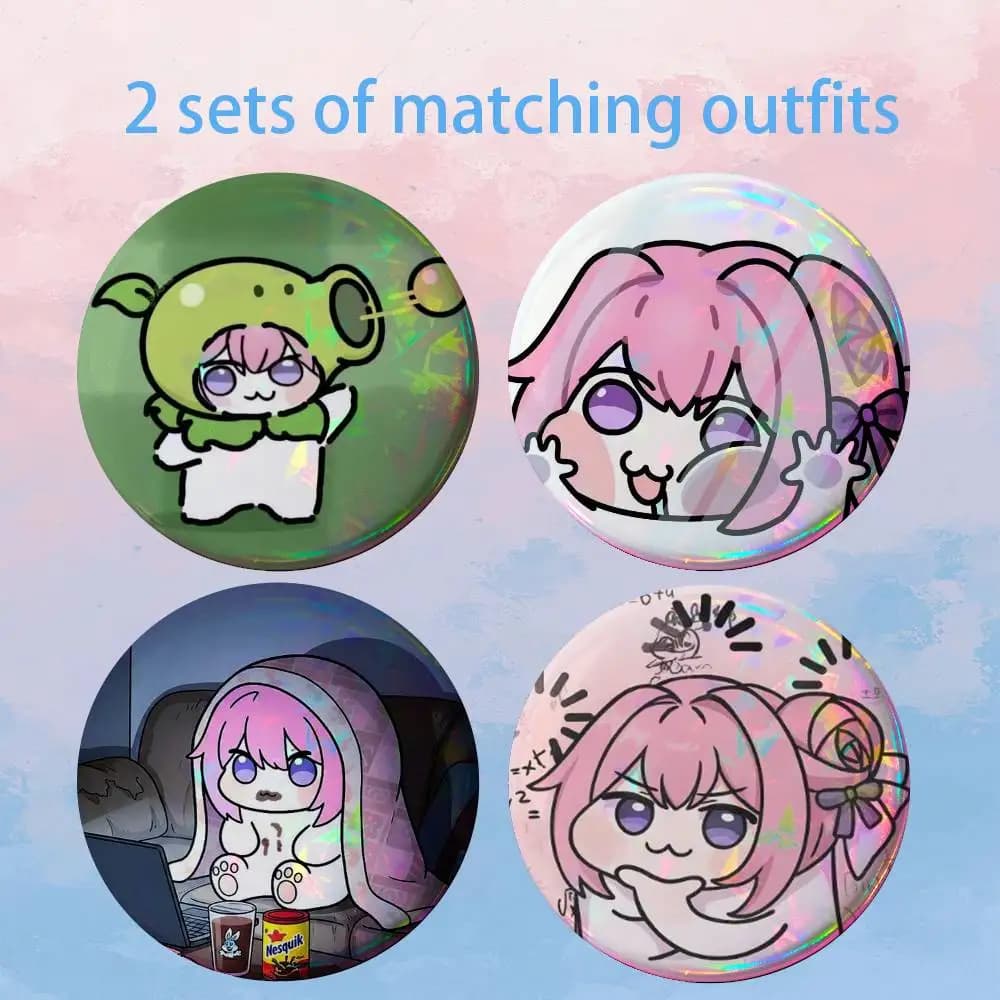Doro Meme Cute 2 piece set Badges On Backpack Jacket Cartoon Round Brooches Acrylic Button Pins Collection Gifts