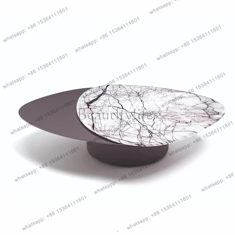 YJ Light luxury high-end double-layer designer special-shaped coffee table villa living room marble edge table