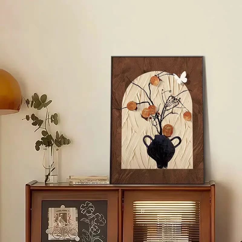 Chinese Retro Style Decorative Painting Advanced Porch Bedroom Wall Art Entrance Shoe Cabinet Luxury Table Painting