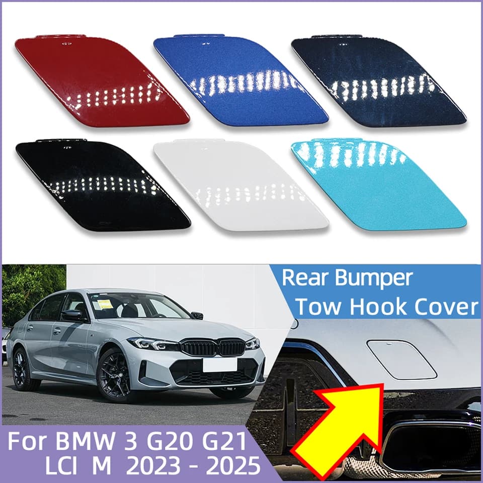 Rear Bumper Tow Hook Eye Cover Cap For BMW 3 G20 G21 LCI M Pack 2023-2025 # 51125A697D5 Car Accessories Towing Hauling Shell Lid