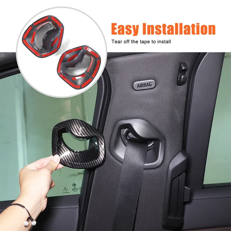 C For BMW 7 I7 Series G70 2023-2026 Styling ABS Carbon Fiber Car Seat Safety Belt Base Cover Decoration Frame Sticker Trims
