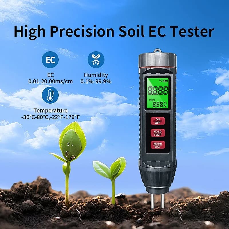 3‑in‑1 Smart Digital Soil EC Moisture & Temperature Sensor Tester, Soil‑Monitoring Transducer for Farm Garden Greenhouse Orchard