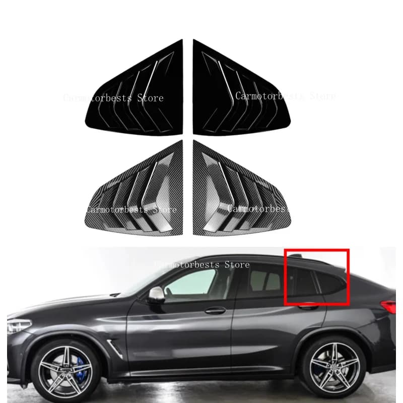 Rear Louver Window Side Shutter Cover Trim Sticker Air Vent Fit For BMW X4 G02 28i 30i 35i M40i 2018 2019 2020 2021 2022 -2024