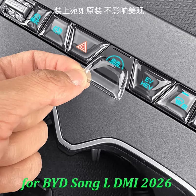 for 2026 BYD Song L DM-i Center Console Button Epoxy Sticker Transparent Anti-Scratch Protection Pad Interior Accessories