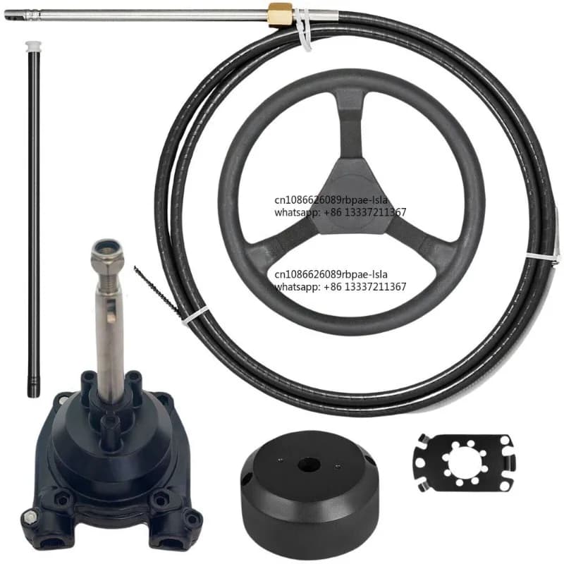 Marine Outboard General Mechanical Turbine Steering System Kit with Steering Wheel + Steering Cable + Baffle