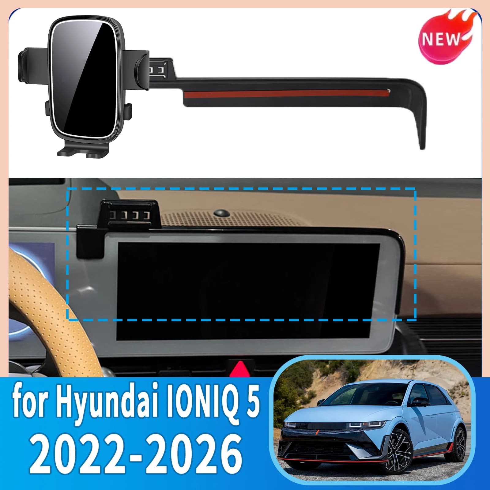 for Hyundai IONIQ 5 2022 2023-2026 N-line    Screen Fixed Base GPS Bracket Wireless Charging Mobile Phone Holder Car
