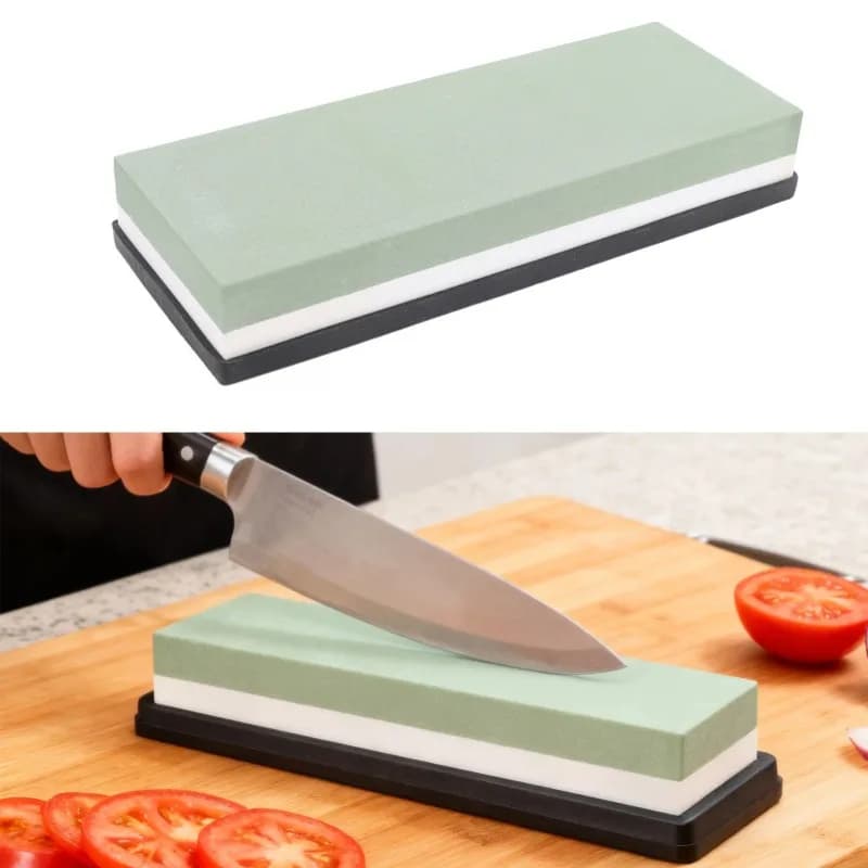 2 Side Sharpening Stone 1000 3000 Grit White Corundum Fine Polishing Whetstone with Anti Slip Silicone Base for Kitchen