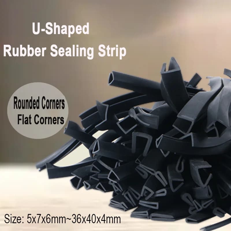 1M Black Rubber Edge Strip U Section Anti Oil Seal Edge Shield Encloser Inner Size 5x7x6mm ~ 36x40x4mm