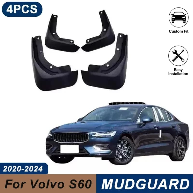 4PCS Car Mud Flaps For Volvo S60 2020-2024 Waterproof Anti-Splash Fender Mudguards Auto Exterior Accessories